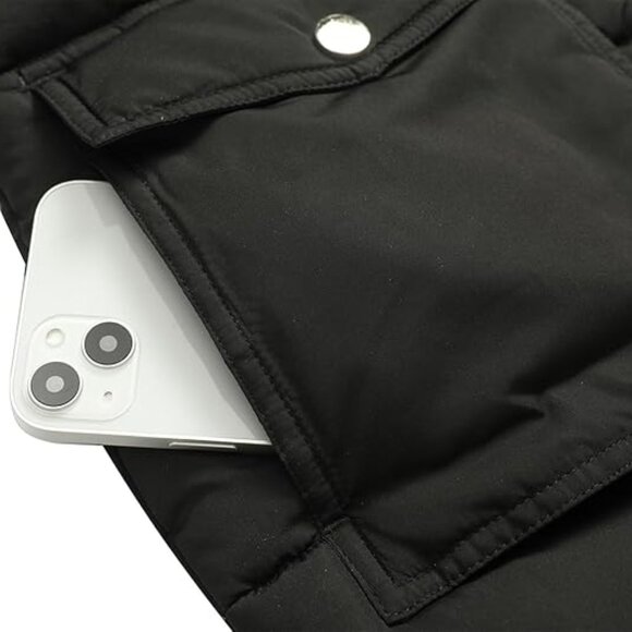 Women Waterproof Long Winter Coat Thickened Down Alternative Black Puffer Jacket - Picture 4 of 5